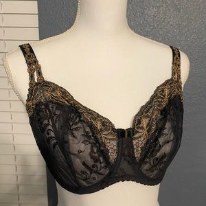 PrimaDonna Black Lace Gold Trim Bra
